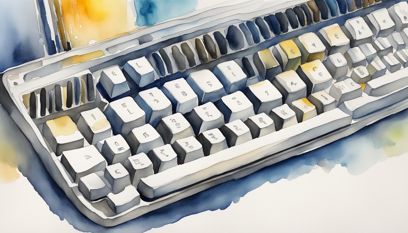 A keyboard being disassembled and cleaned with a brush and compressed air