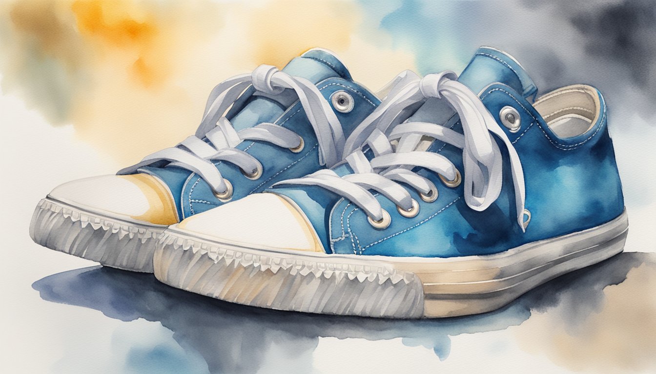 A brush and mild detergent clean dirty sneakers.</p><p>Use a soft cloth to dry and remove excess water