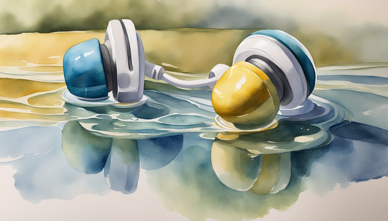 Earbuds submerged in warm soapy water, being gently scrubbed with a soft brush.</p><p>A separate cloth drying them off, followed by air-drying