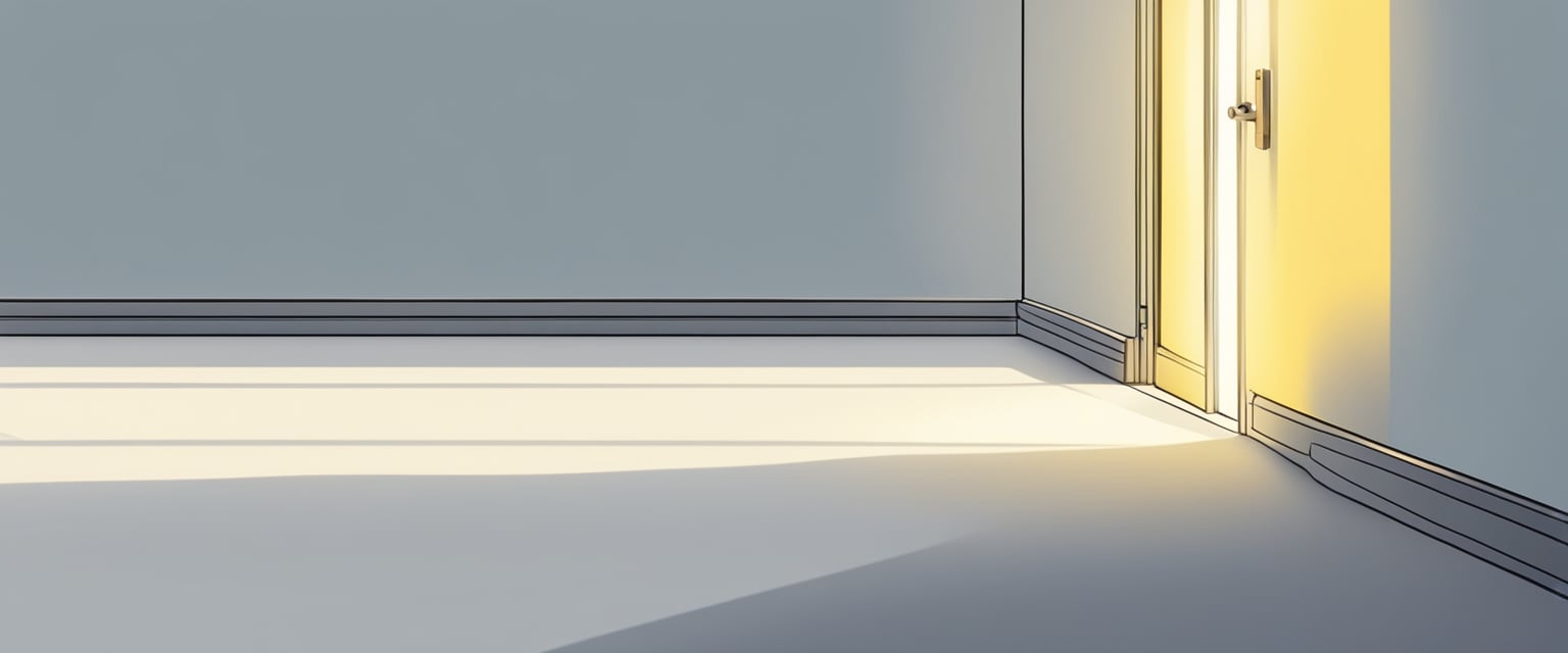 A bright light shining through a keyhole, casting a shadow of a desired object on the wall