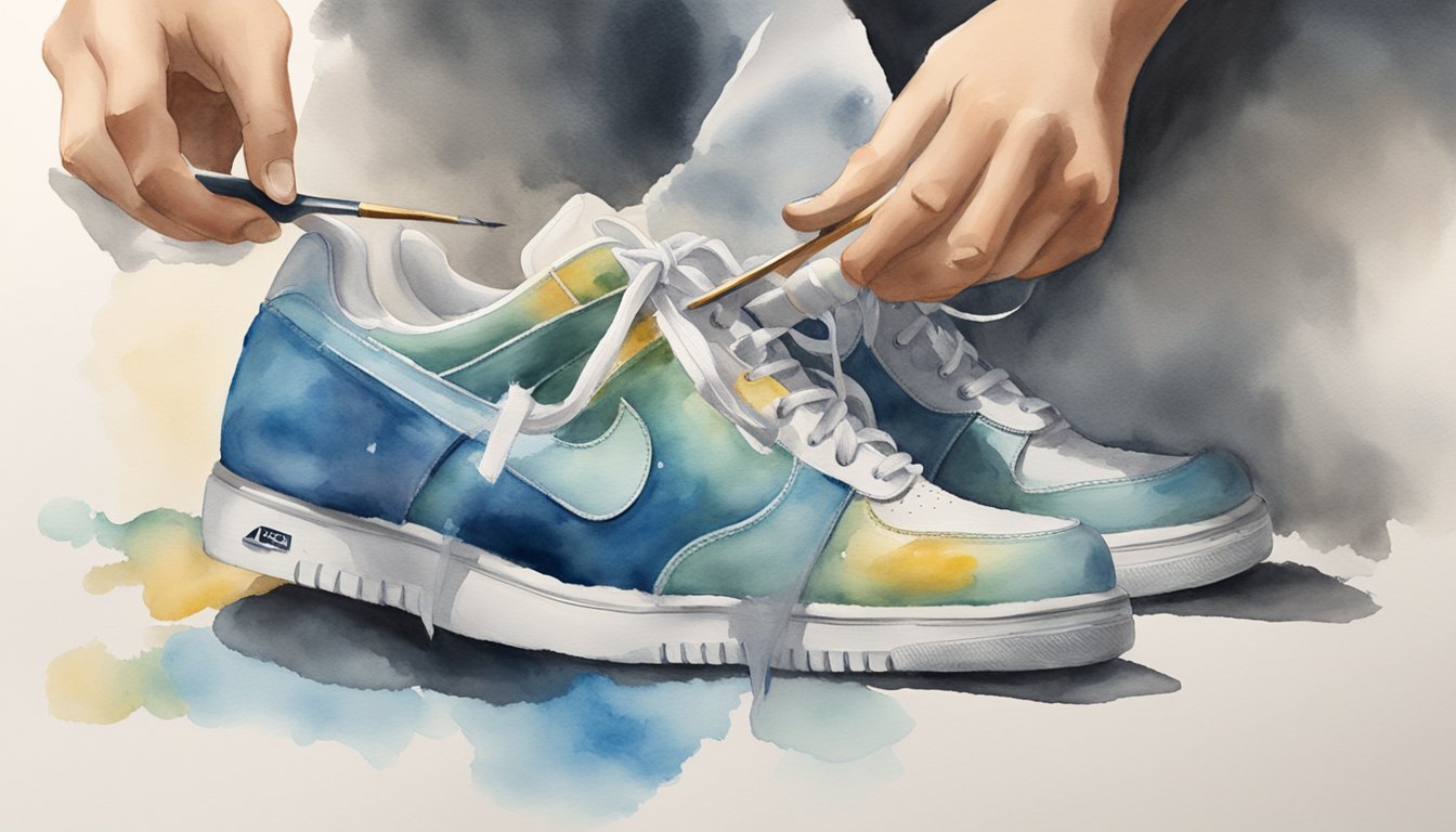 On Cloud shoes being wiped with a damp cloth, then left to air dry.</p><p>Brushing with a soft brush to maintain the shoe's outer appearance