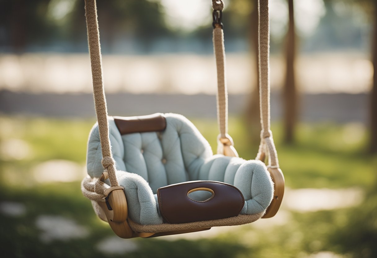 A swing designed for newborns with safety harness and soft padding