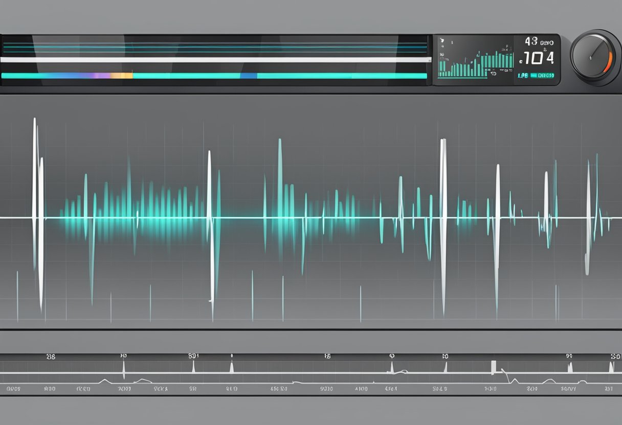 A digital heart rate monitor displays a steady, rhythmic pulse