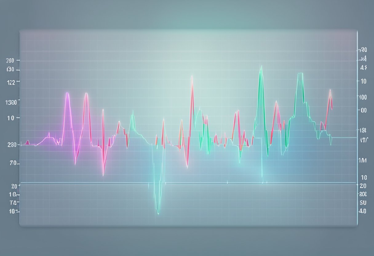 A heart rate monitor displays a steady, rhythmic pulse on the screen