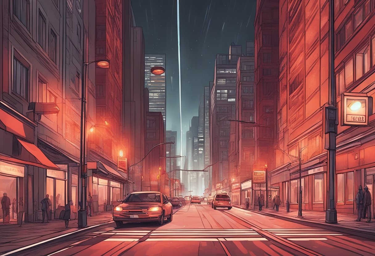 Scene: A pulsing red light flickers rapidly, casting a sense of urgency. The sound of a pounding heartbeat fills the air, creating a palpable sense of tension