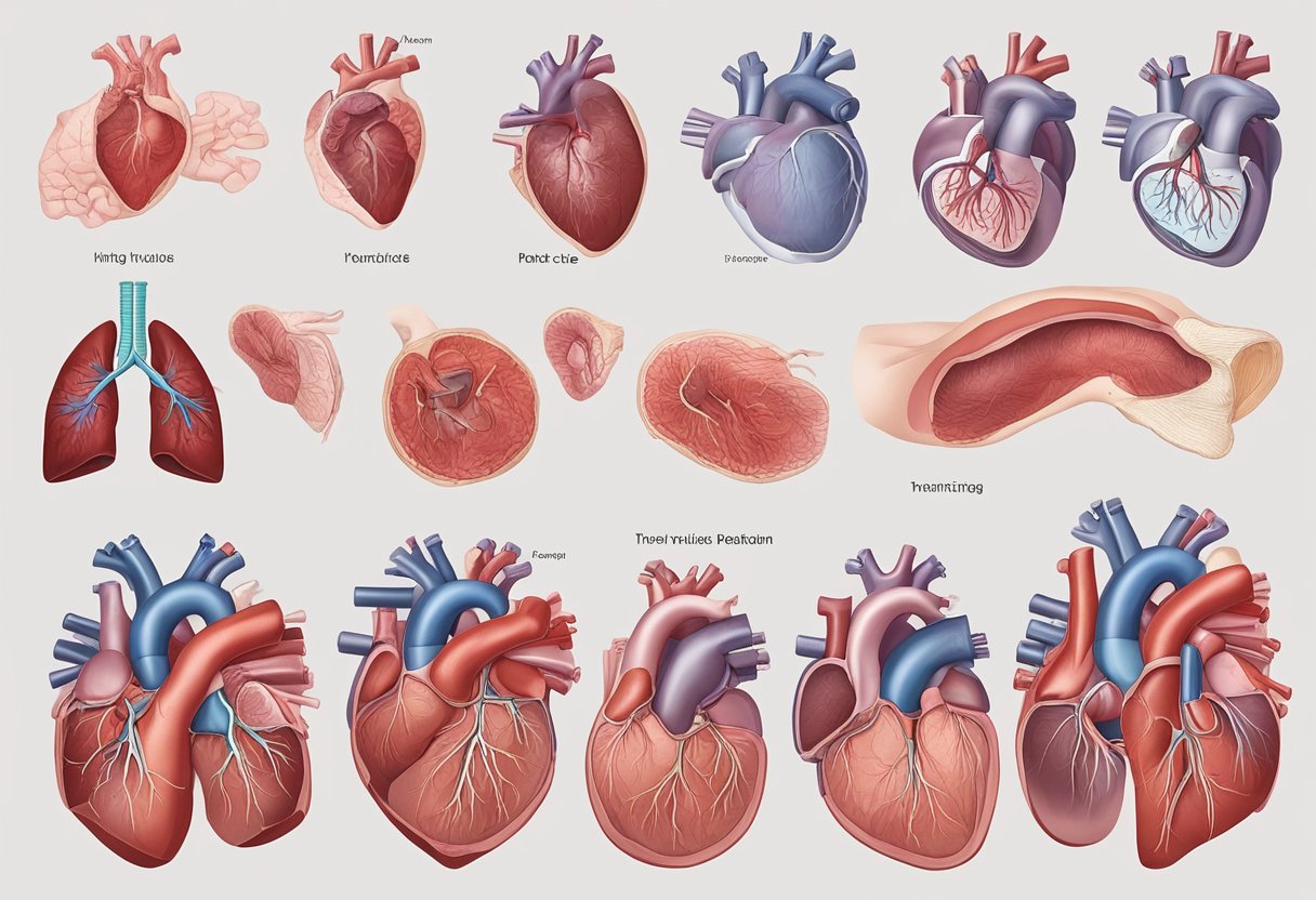 Blood flows from the body into the right atrium, then to the right ventricle, into the pulmonary artery, through the lungs, back into the left atrium, then to the left ventricle, and finally out to the body