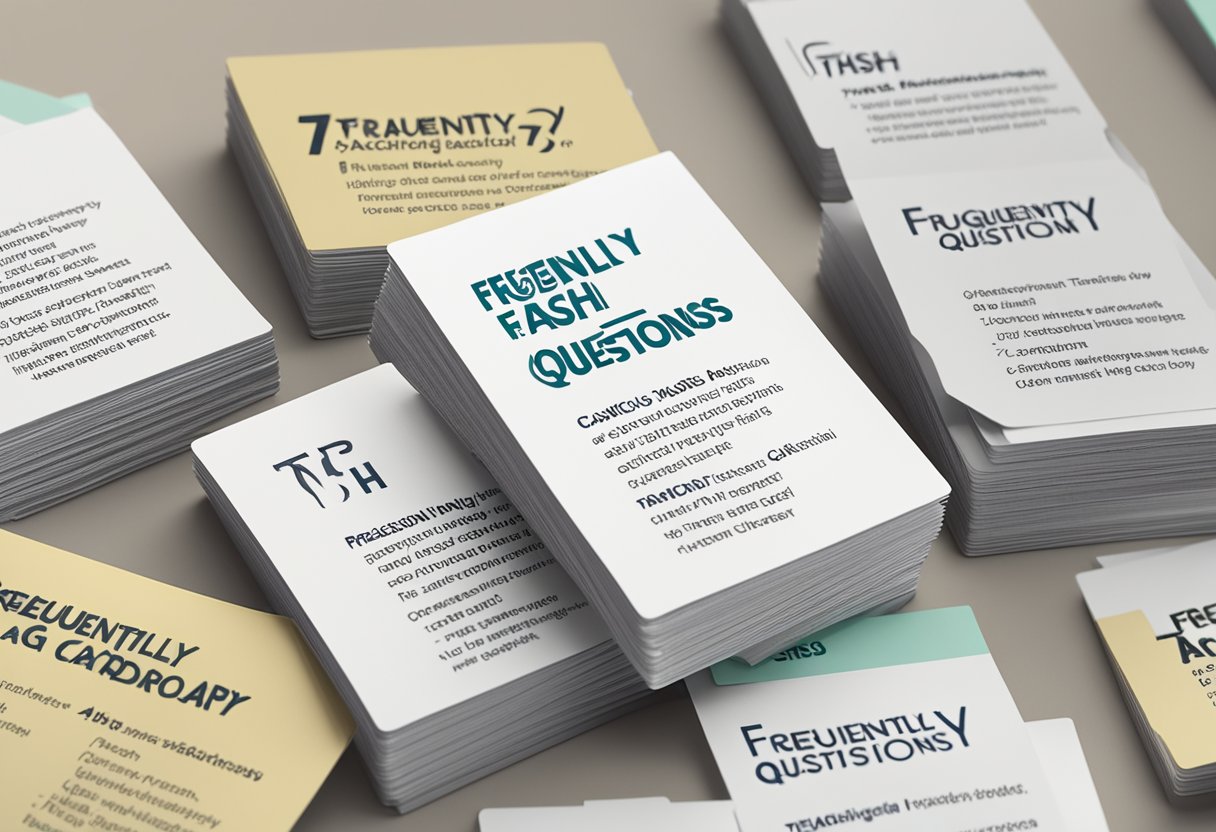 A stack of FAQ cards on a table, with the words "Frequently Asked Questions ttsh cardiology" printed in bold letters on the front