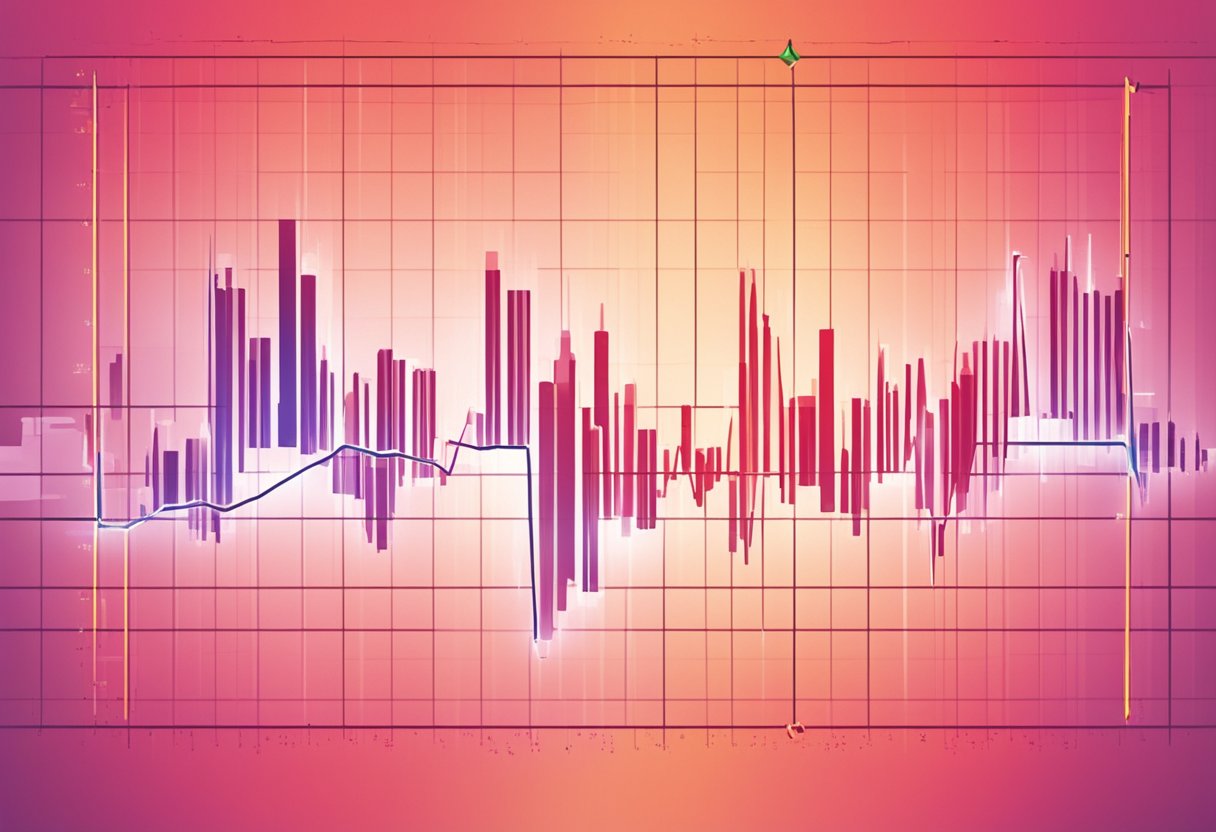 A woman's heart rate monitor displays a red warning sign as the numbers spike dangerously high