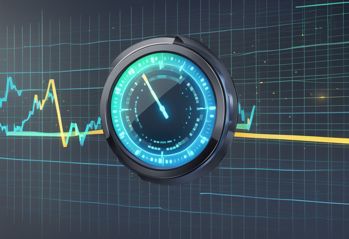 A heart rate monitor displays fluctuating numbers on a digital screen