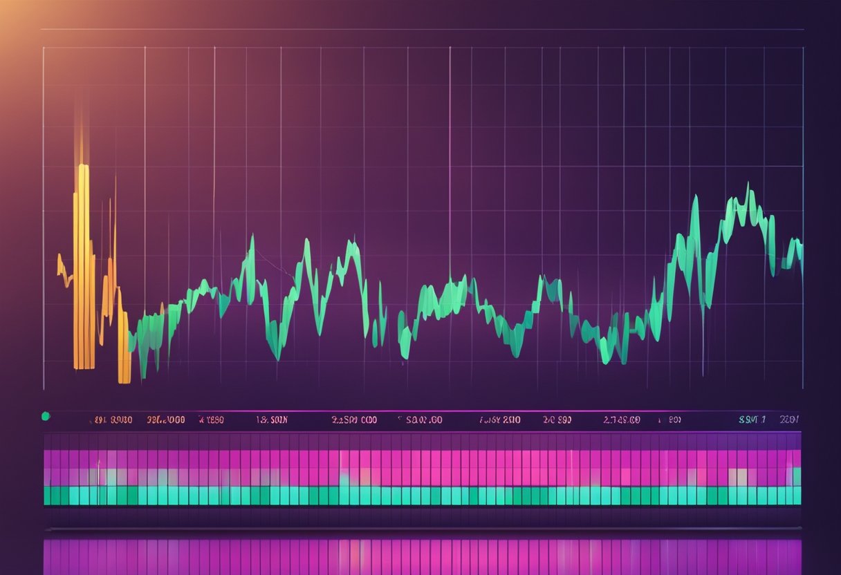 A digital heart rate monitor displays a fluctuating graph on a screen