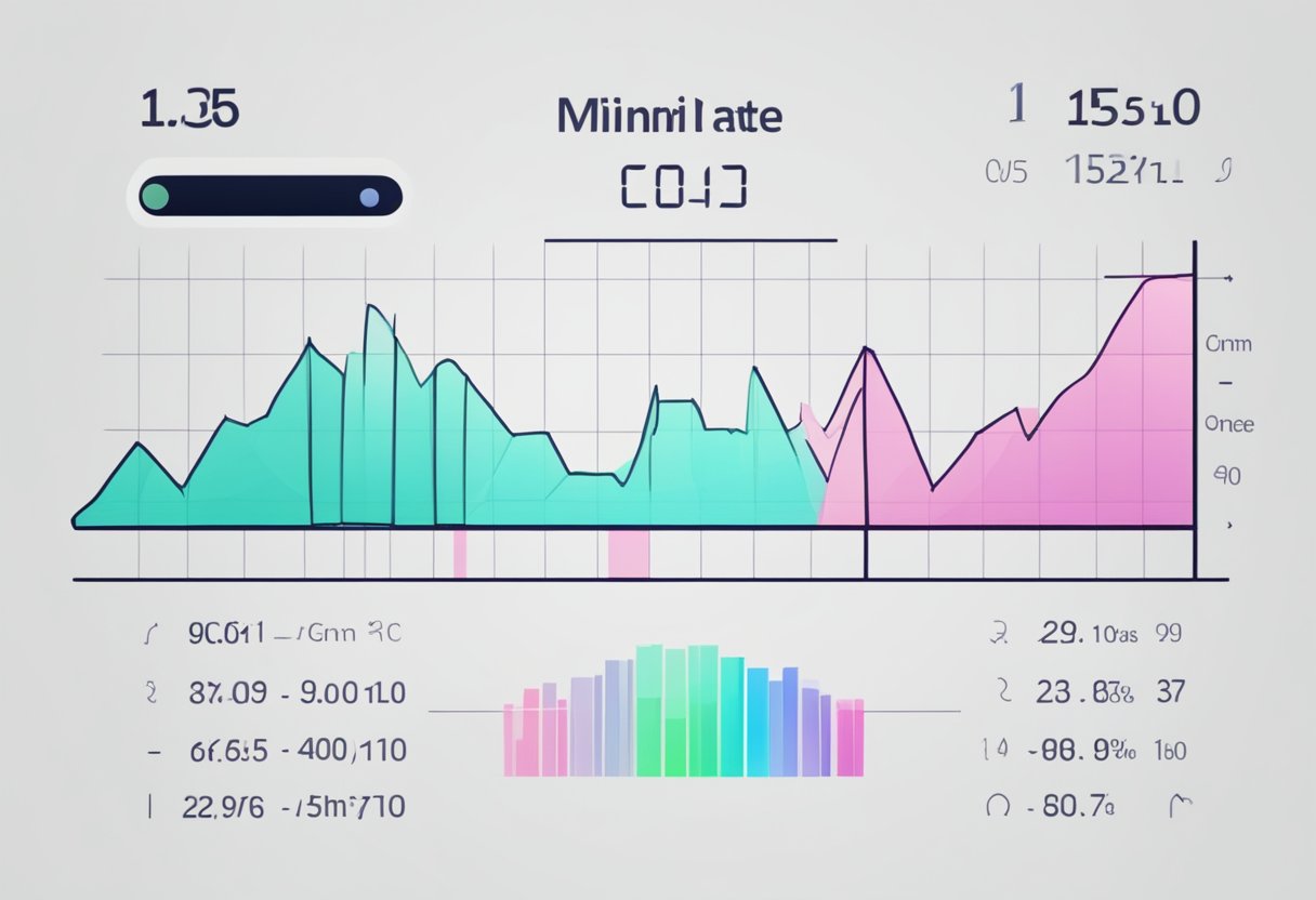 A heart rate monitor displays a pulsing line graph, with numbers indicating beats per minute