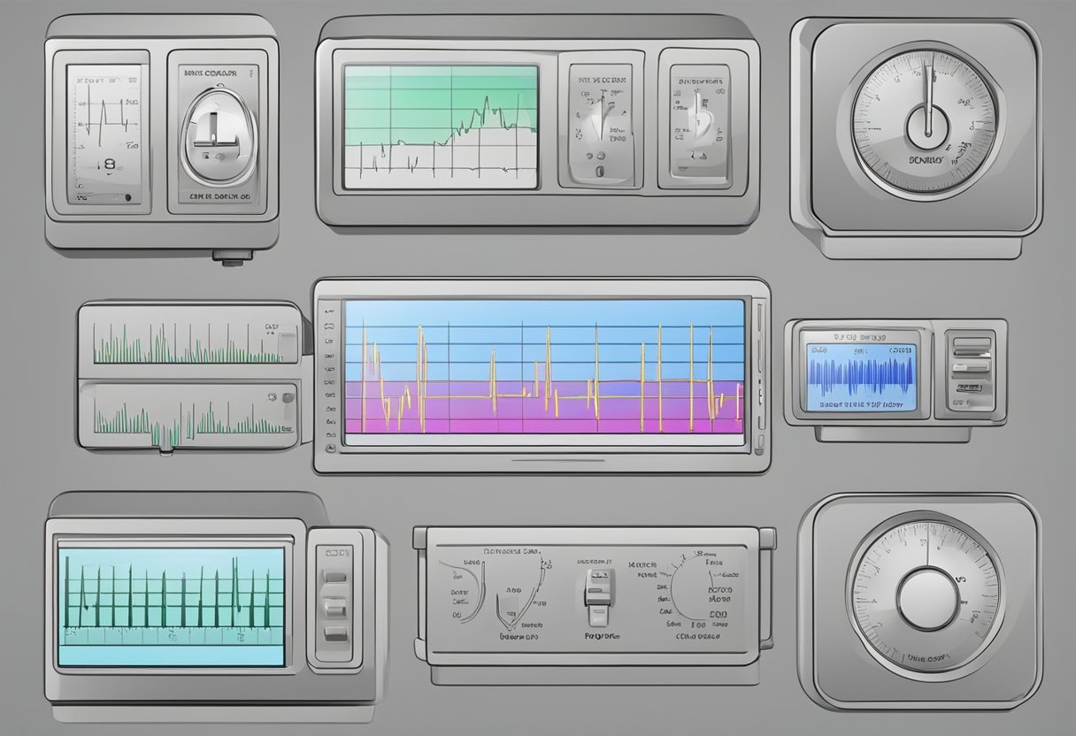 A heart rate monitor displays a steady pulse of 75 beats per minute