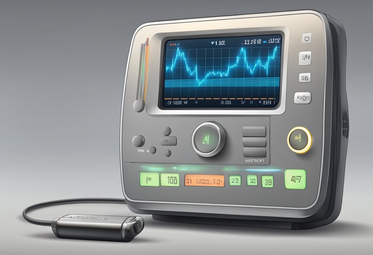 A heart rate monitor displays a high resting heart rate