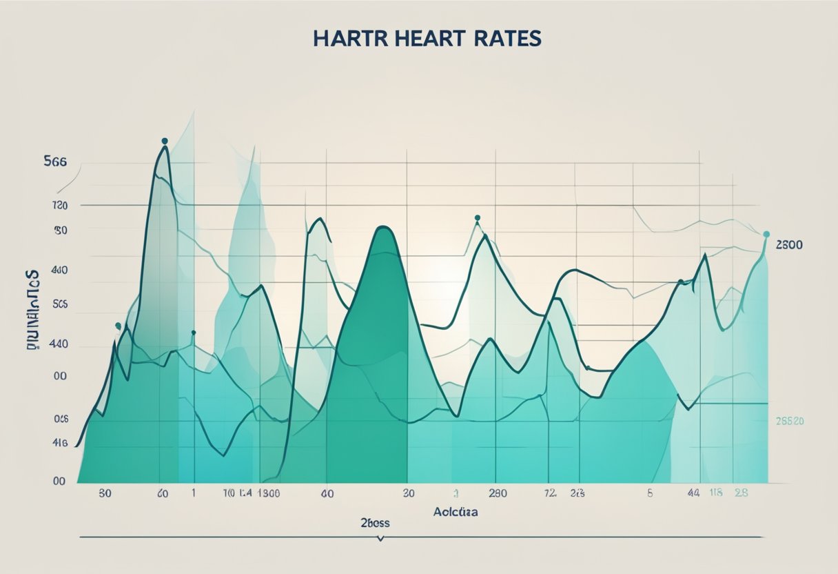 A graph showing maximum heart rates by age, with a clear upward trend until a certain age, then a gradual decline