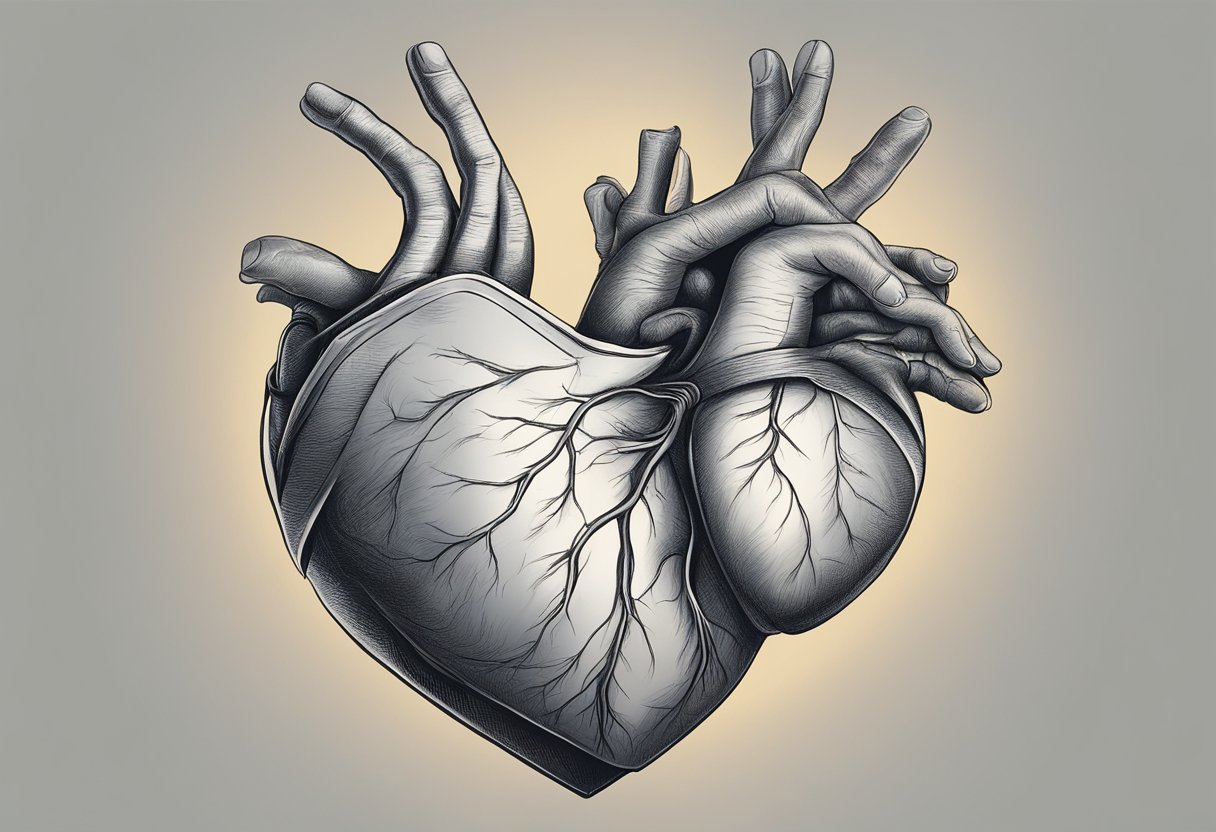 A person's hand reaching for their chest in surprise as their heart races