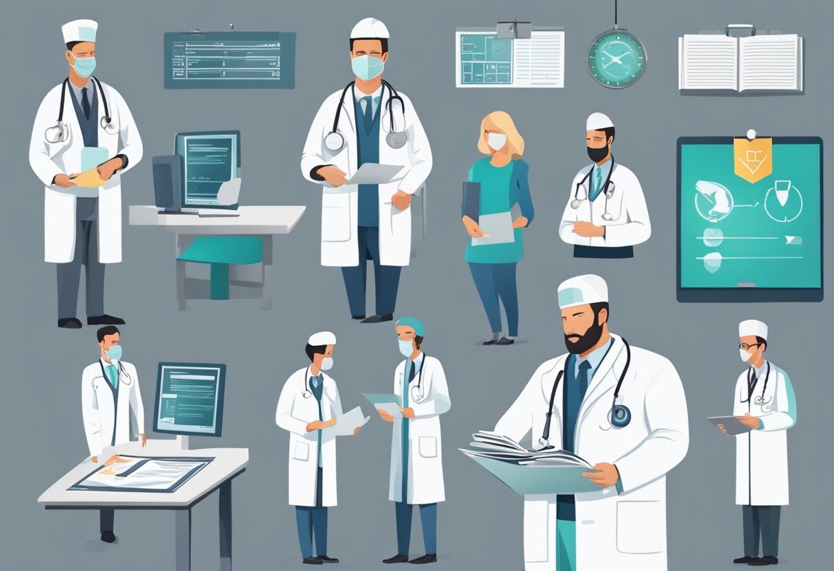 A cardiologist and a cardiothoracic surgeon compare their medical credentials and expertise in a hospital setting