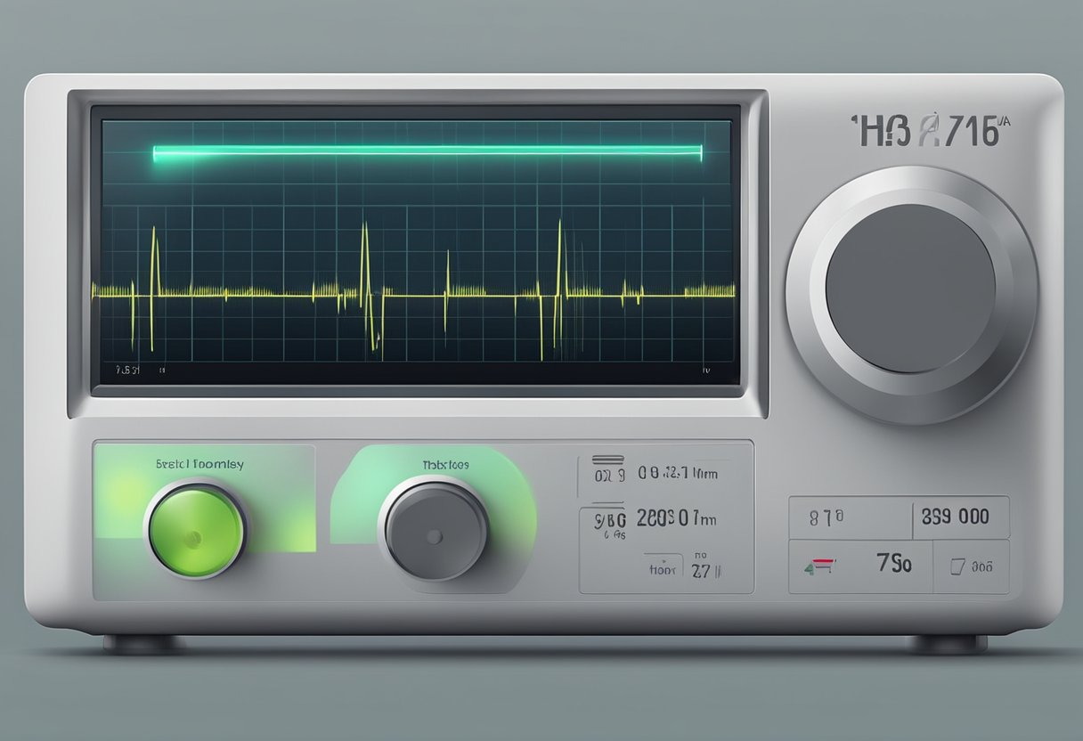 A heart rate monitor displays a steady, healthy rhythm