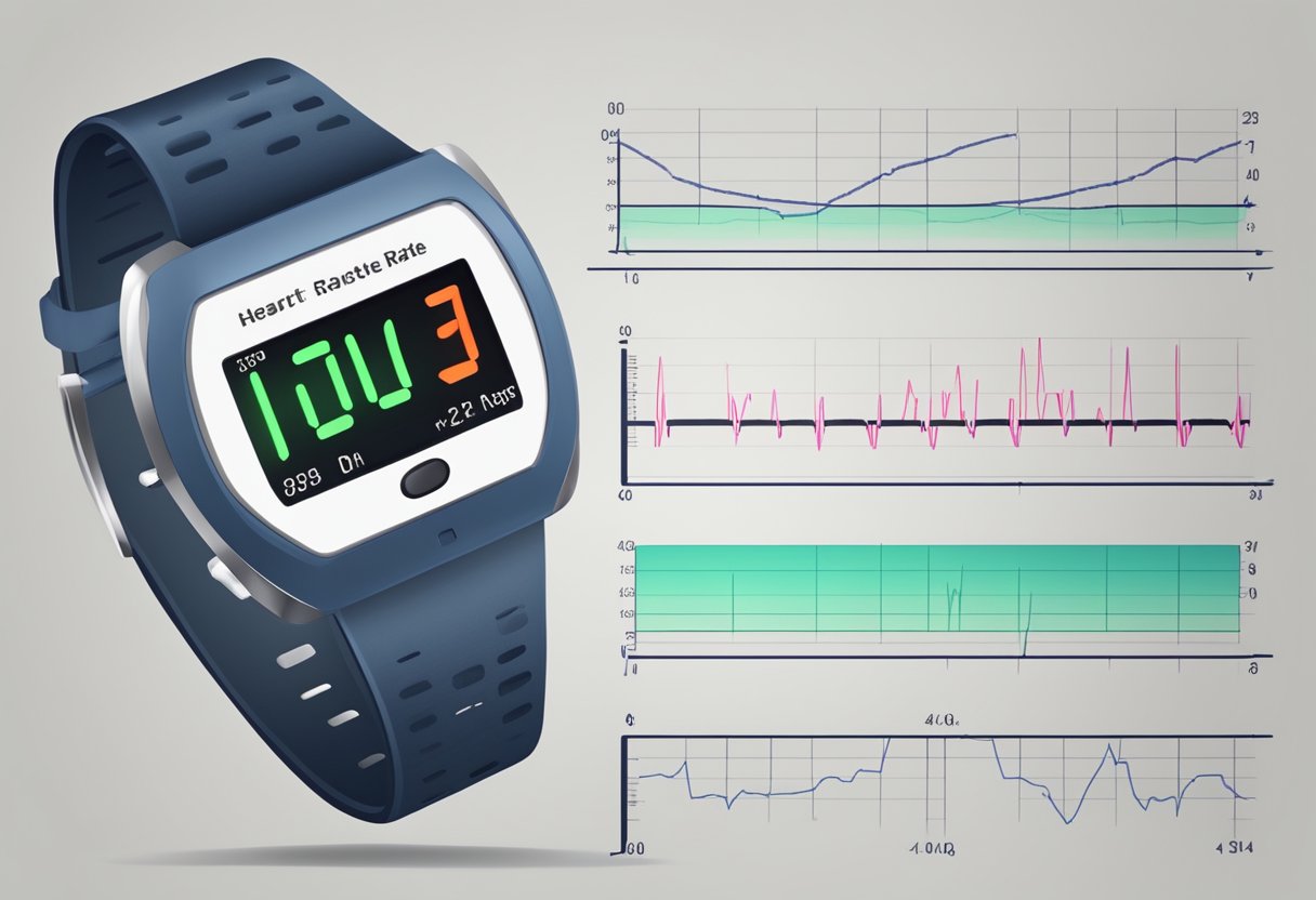 A heart rate monitor displaying a steady, moderate pulse