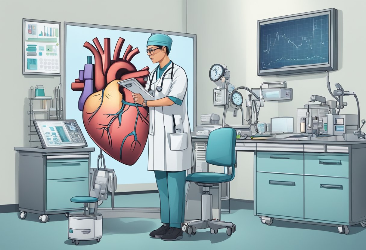A heart surgeon in Singapore answers common questions, surrounded by medical equipment and charts