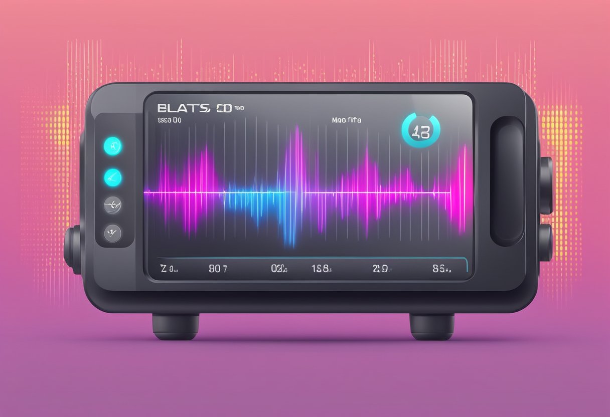A heart rate monitor displays a fluctuating range of beats per minute