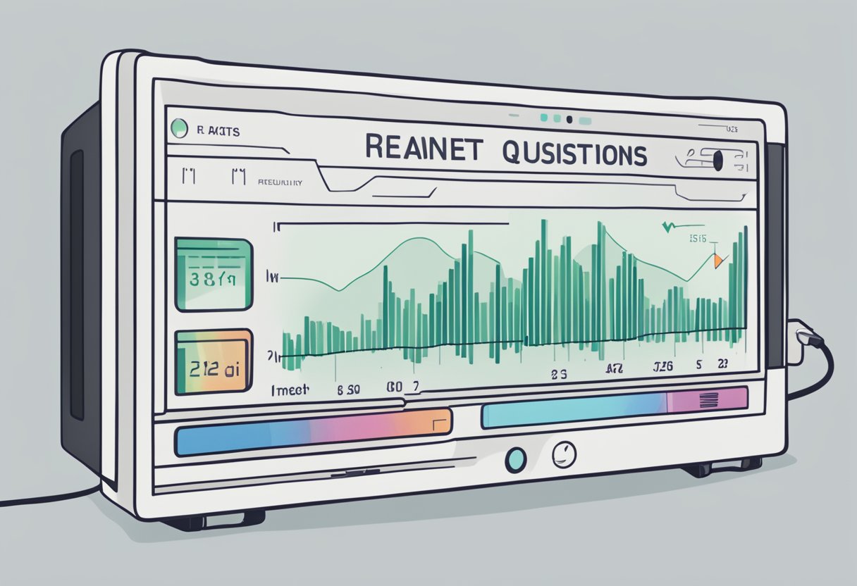 A heart rate monitor displaying a range of beats per minute, with the words "Frequently Asked Questions" above it