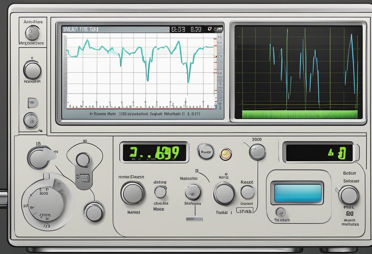 A heart rate monitor displays a steady line at a rate of 60-100 beats per minute