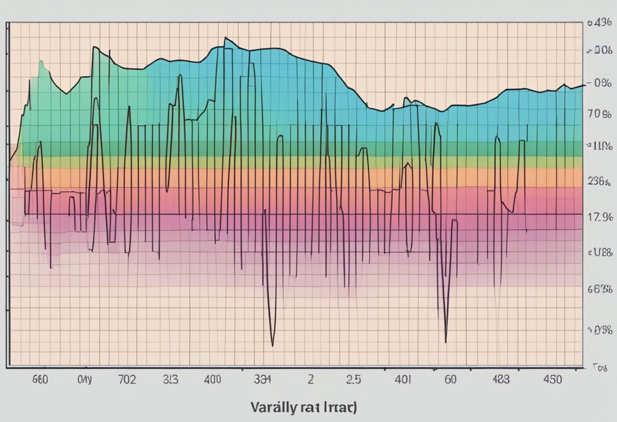 A graph displaying fluctuating heart rate variability range