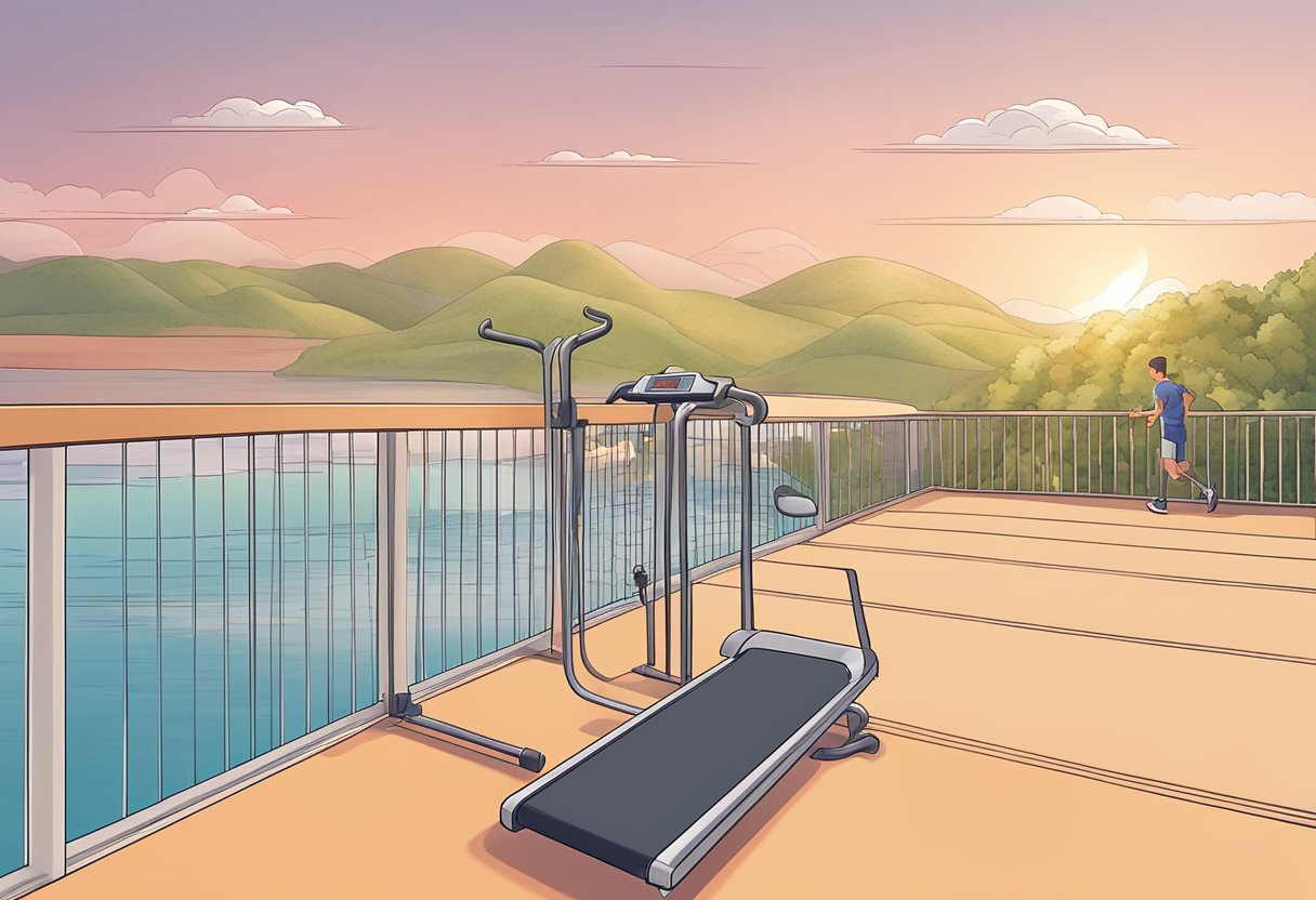 A person's heart rate slowing after exercise, with a calm environment and relaxed surroundings