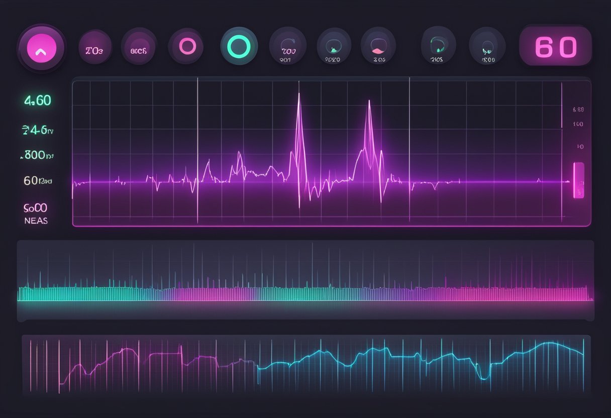 A heart rate monitor displays a steady pulse of 60-100 beats per minute