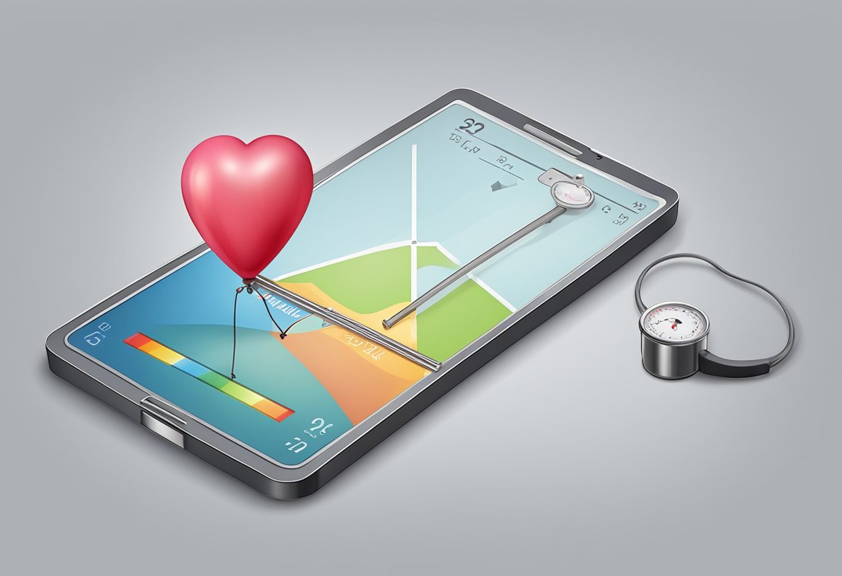 A heart-shaped balloon deflating with a gauge showing low ejection fraction