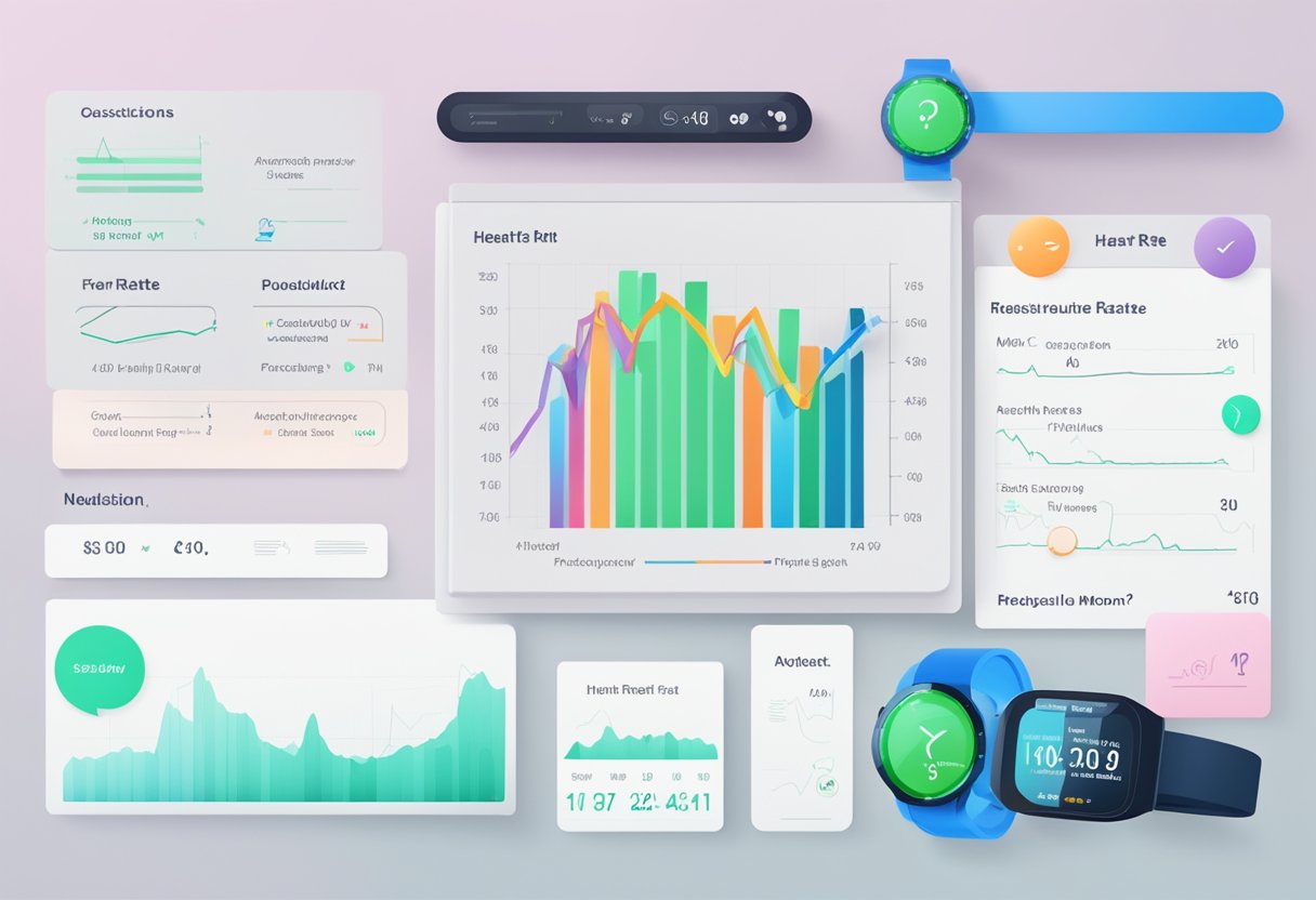 A heart rate monitor displaying a consistently low heart rate with a list of frequently asked questions next to it