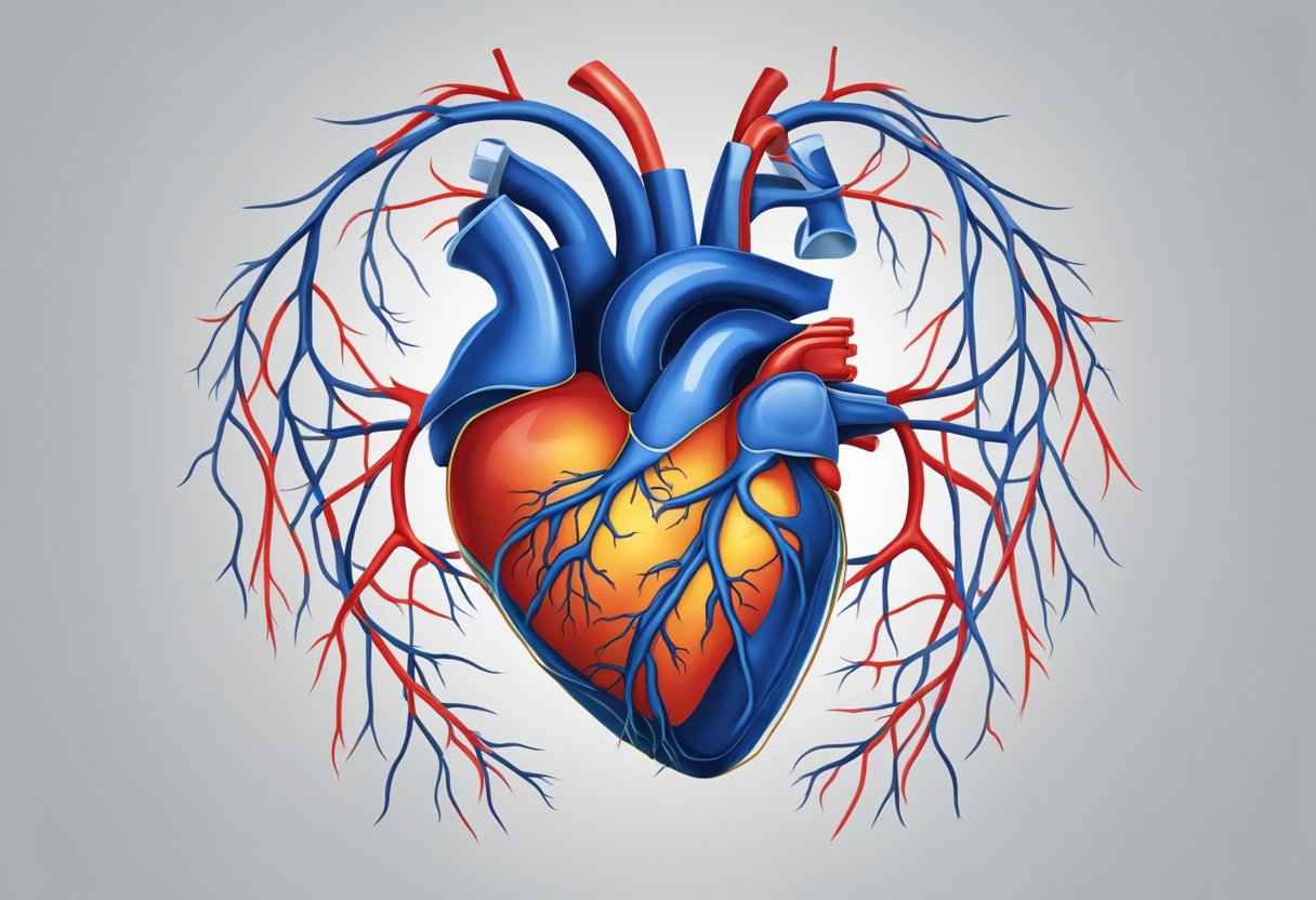 A heart with blocked arteries, causing chest pain