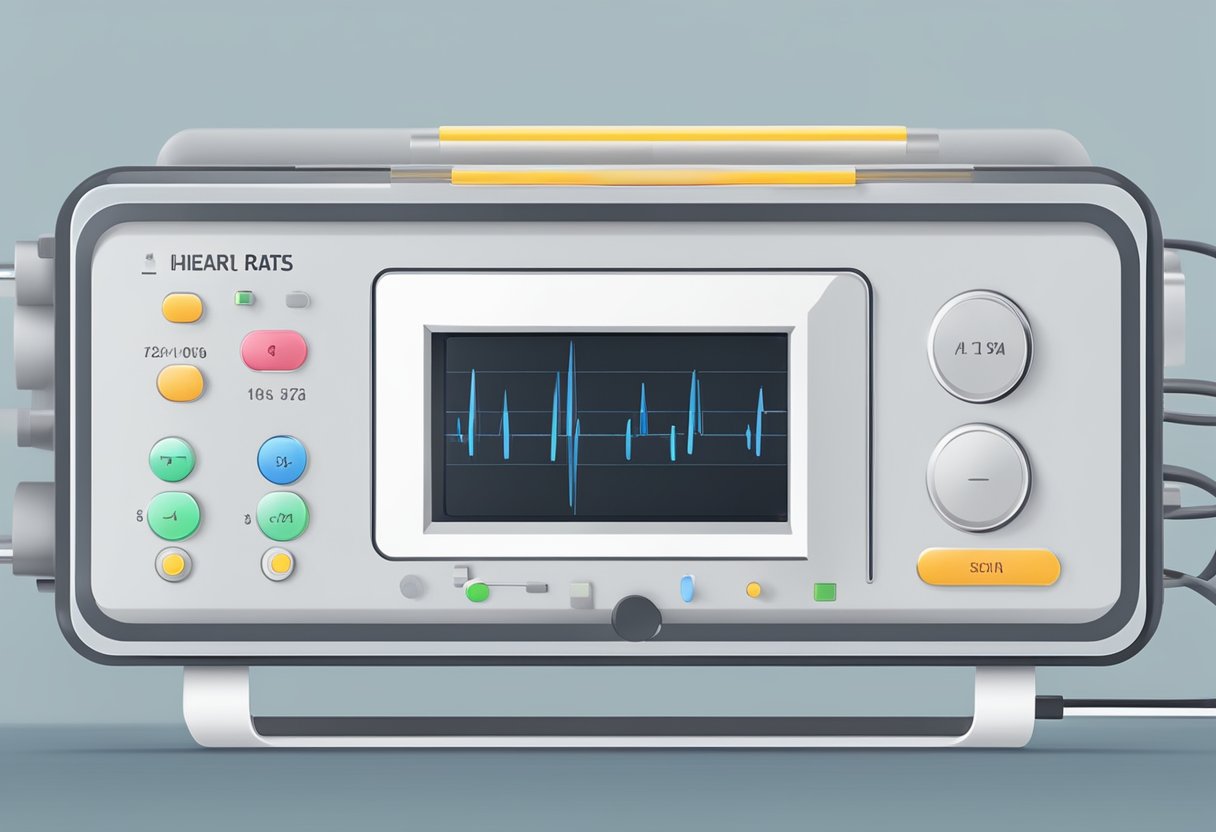 A heart rate monitor displaying a low heart rate reading