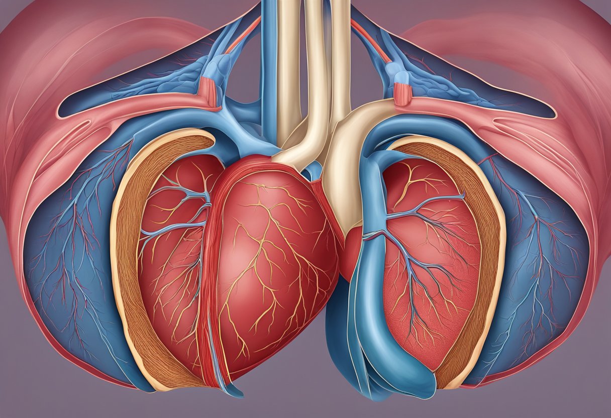 A narrow, blocked artery restricts blood flow to the heart, causing chest pain and discomfort