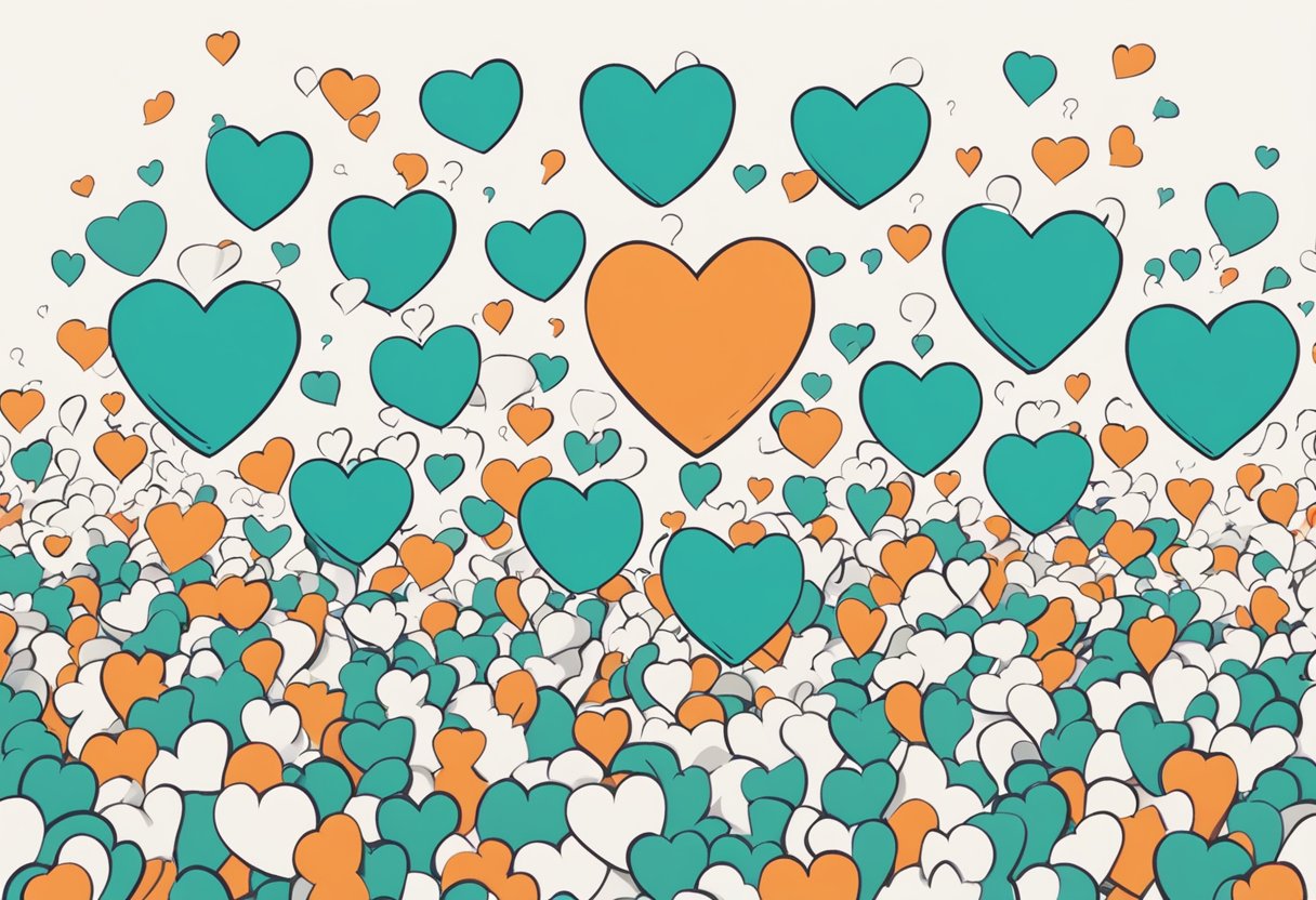 A heart thumping rapidly, surrounded by question marks