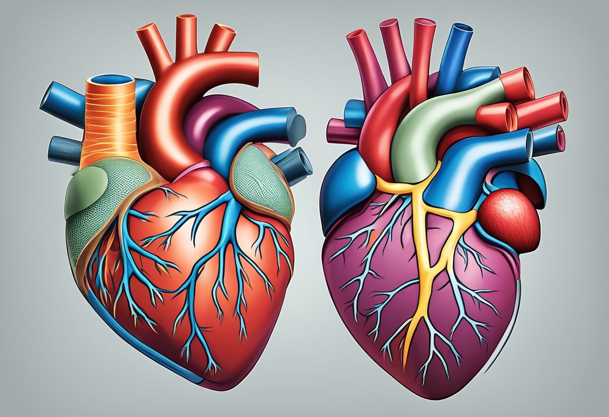 A heart pulsates rapidly during exercise, veins and arteries expanding and contracting in rhythm