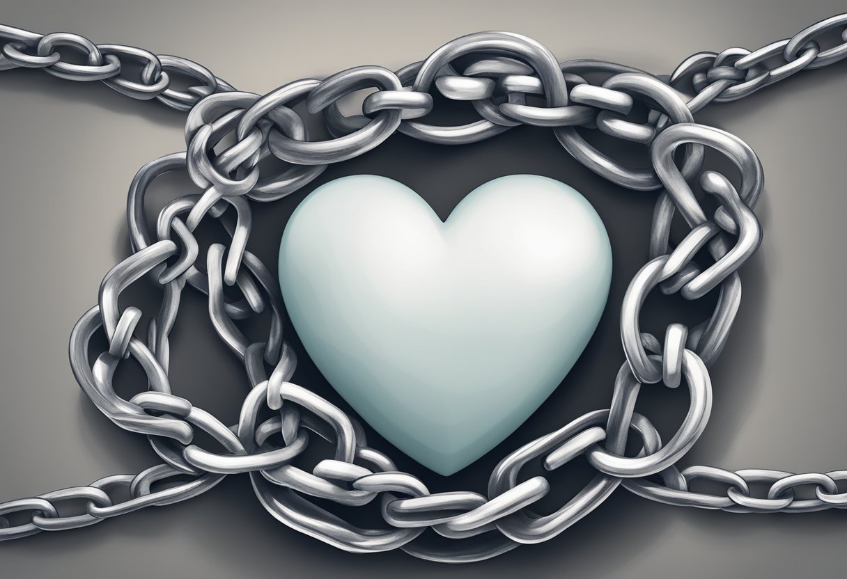A heart surrounded by broken chains symbolizing freedom from heart failure