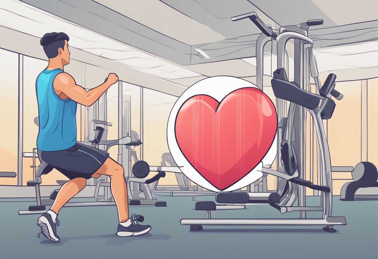 A heart pulsates rapidly during exercise, FAQ text in background