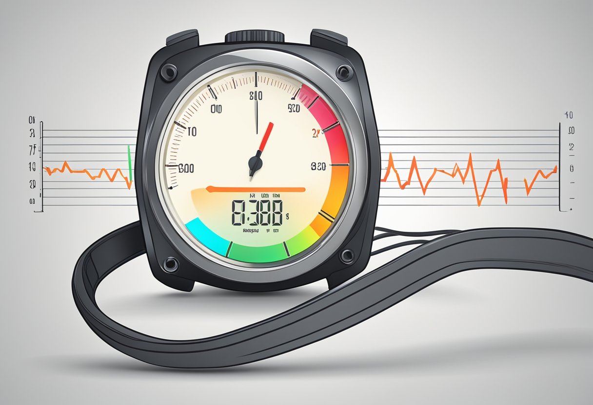 A heart rate monitor displaying a steady range of beats per minute