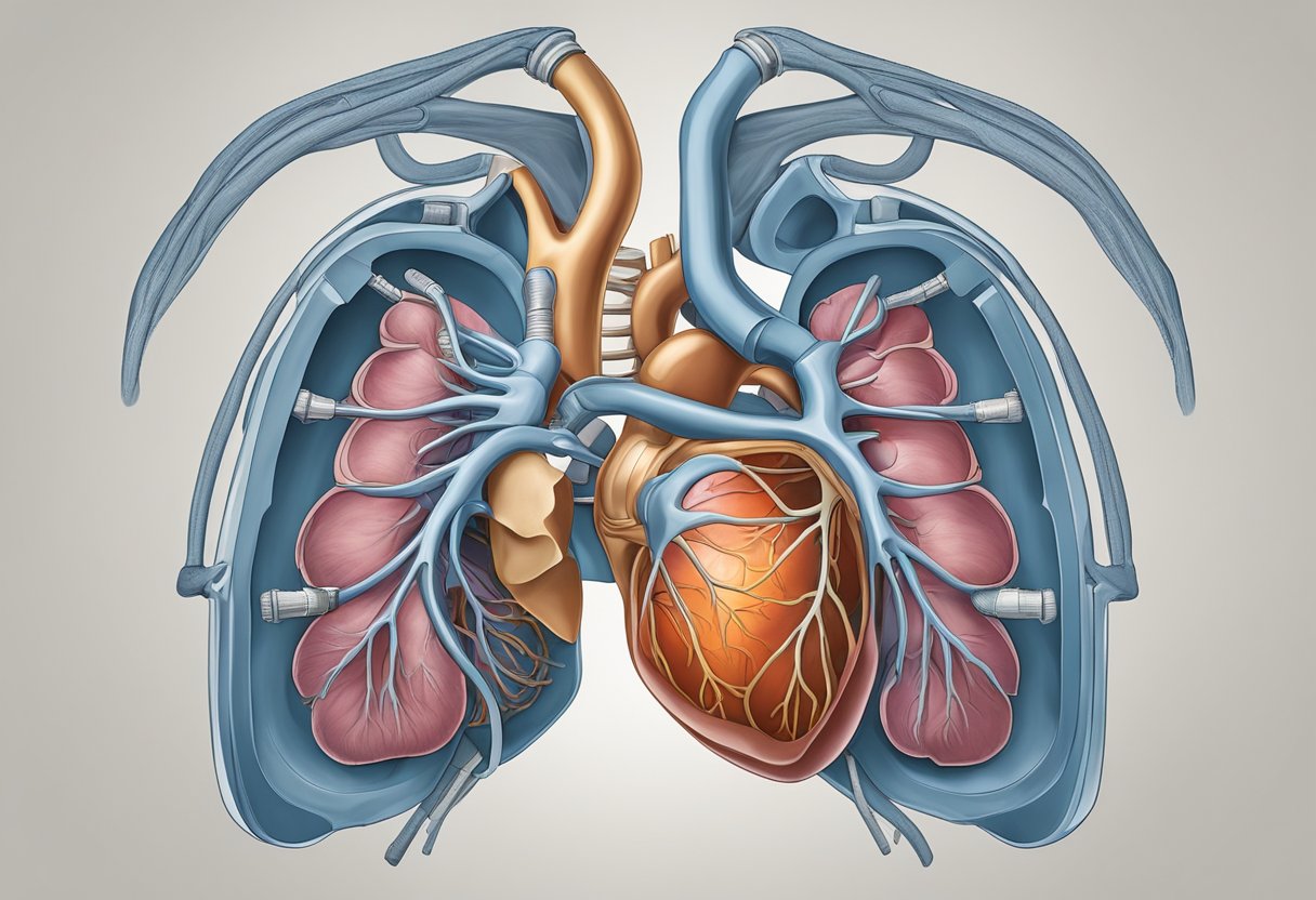 The human heart sits within the chest cavity, slightly to the left of the sternum, and is protected by the rib cage