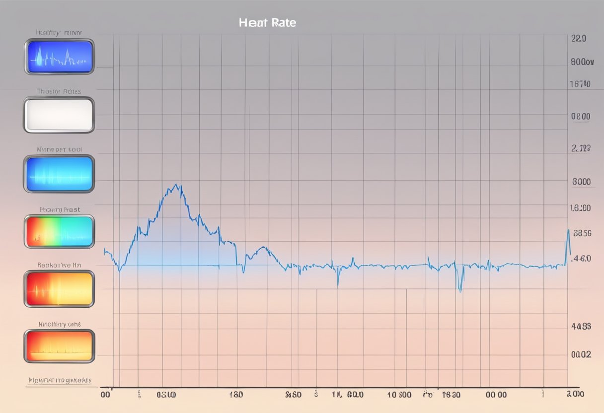A heart rate monitor displays a steady and regular pulse, indicating a healthy heart rate