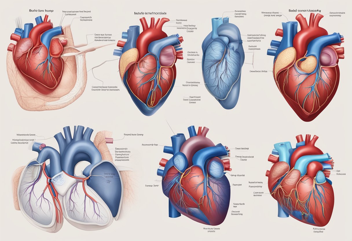 Blood flows from the body into the right atrium, then to the right ventricle, through the pulmonary artery to the lungs, back to the left atrium, then to the left ventricle, and finally out to the body through the