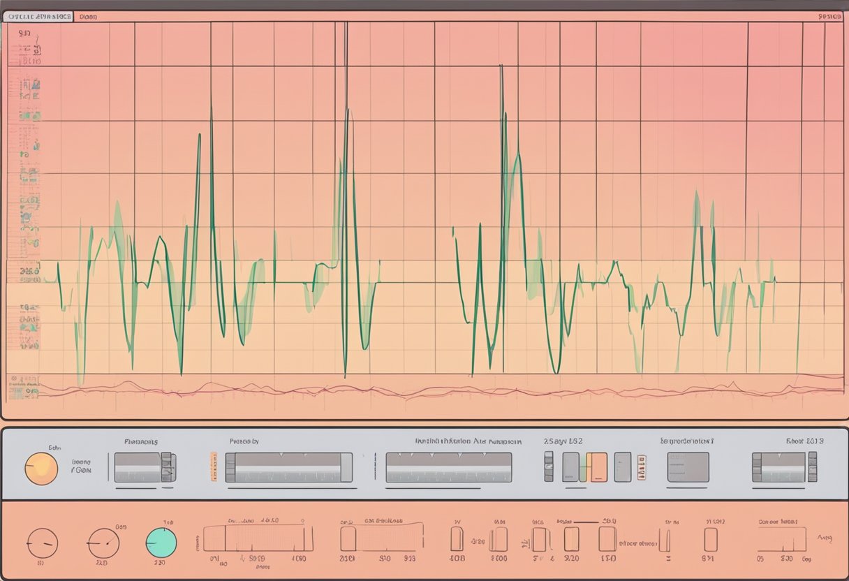A fetal heart rate monitor displays a steady, rhythmic pattern on a computer screen