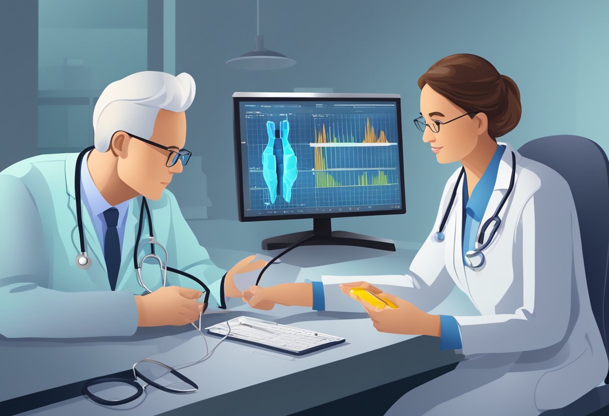 A doctor carefully monitors a patient's heart rhythm on a monitor, while another administers medication