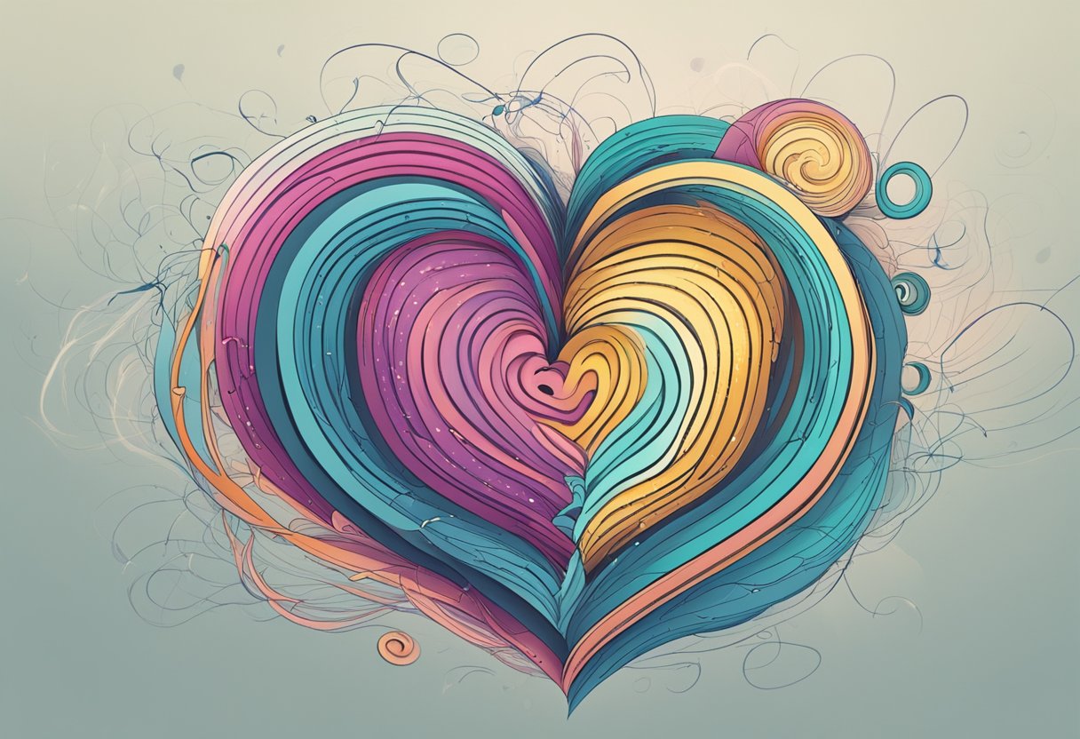 A heart pulsates rapidly, surrounded by swirling lines representing stress, caffeine, and anxiety