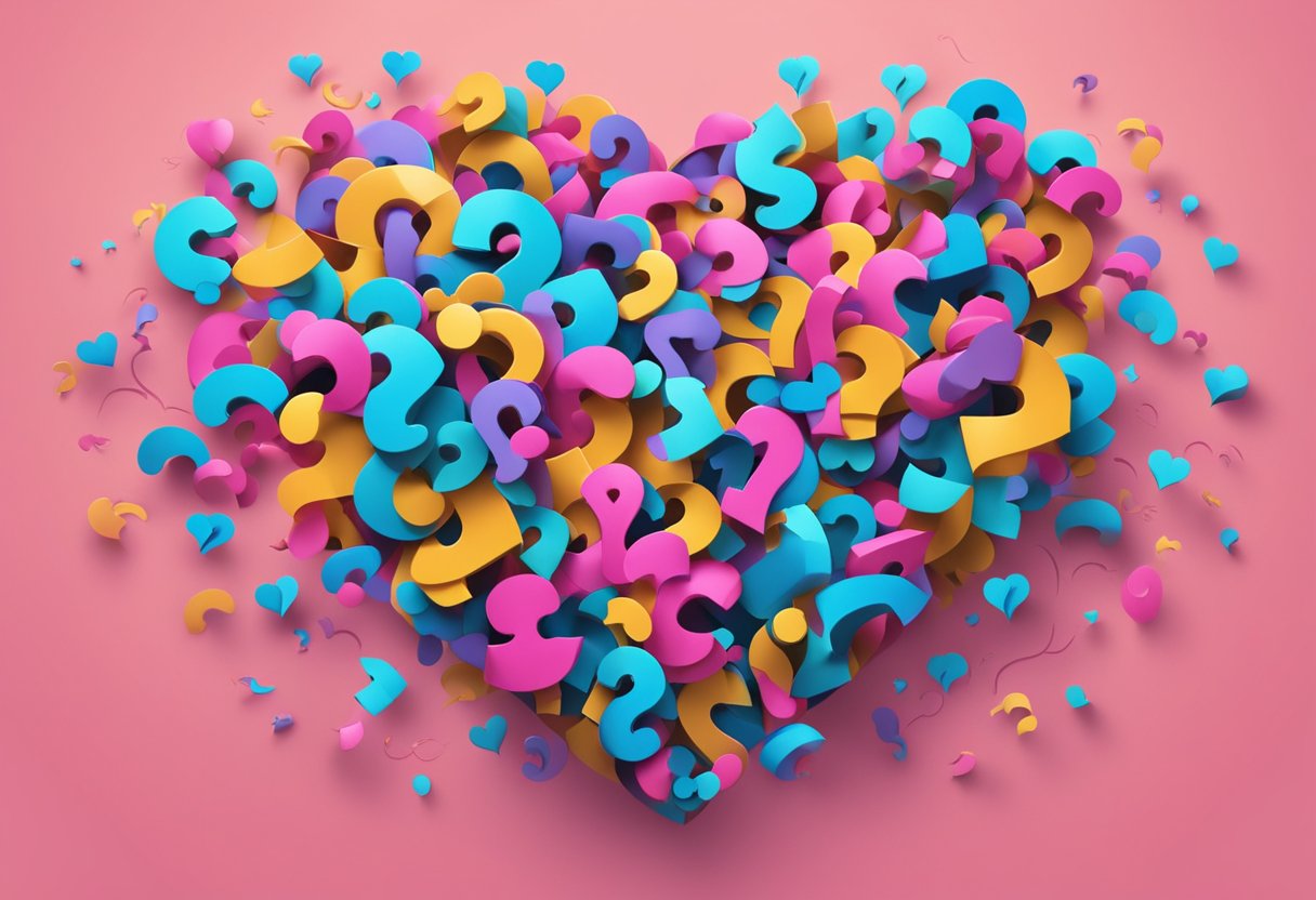 A heart pounding rapidly, surrounded by question marks