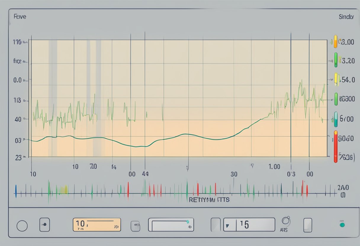A fetal heart rate monitor displays a steady rhythm