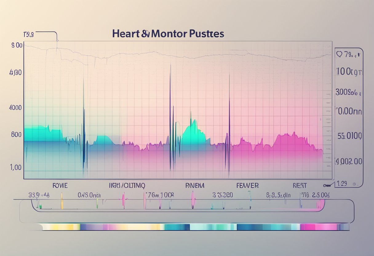 A heart monitor displays pulsing and beating rates side by side