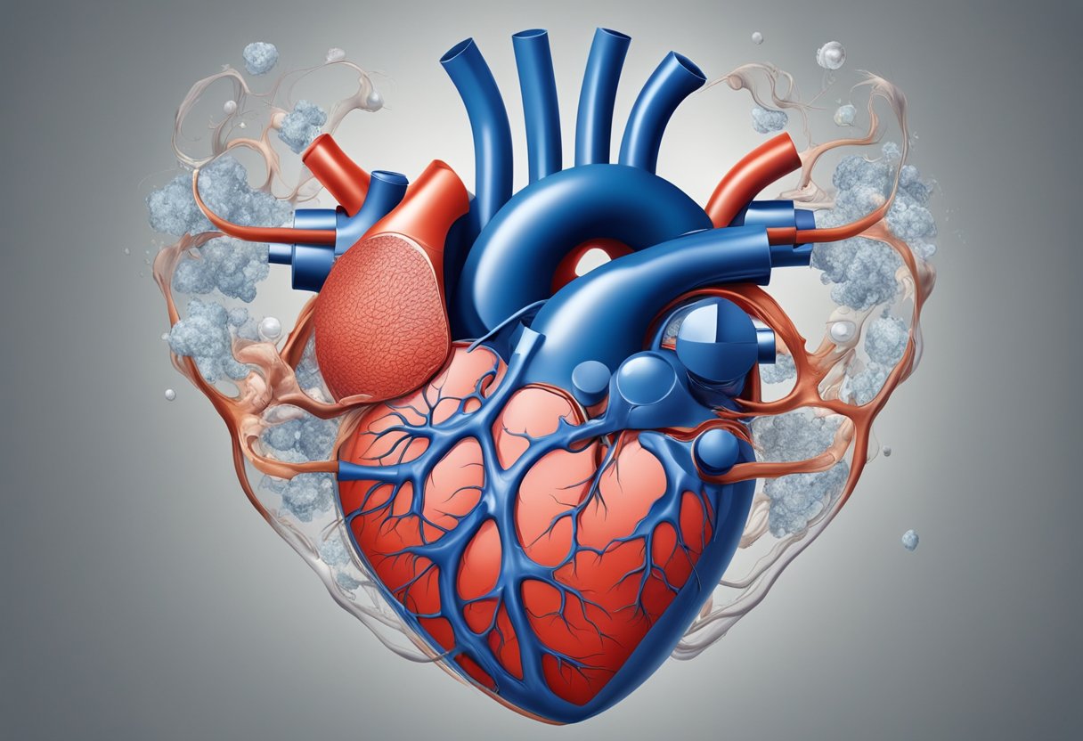 A heart with malfunctioning valves, causing turbulent blood flow