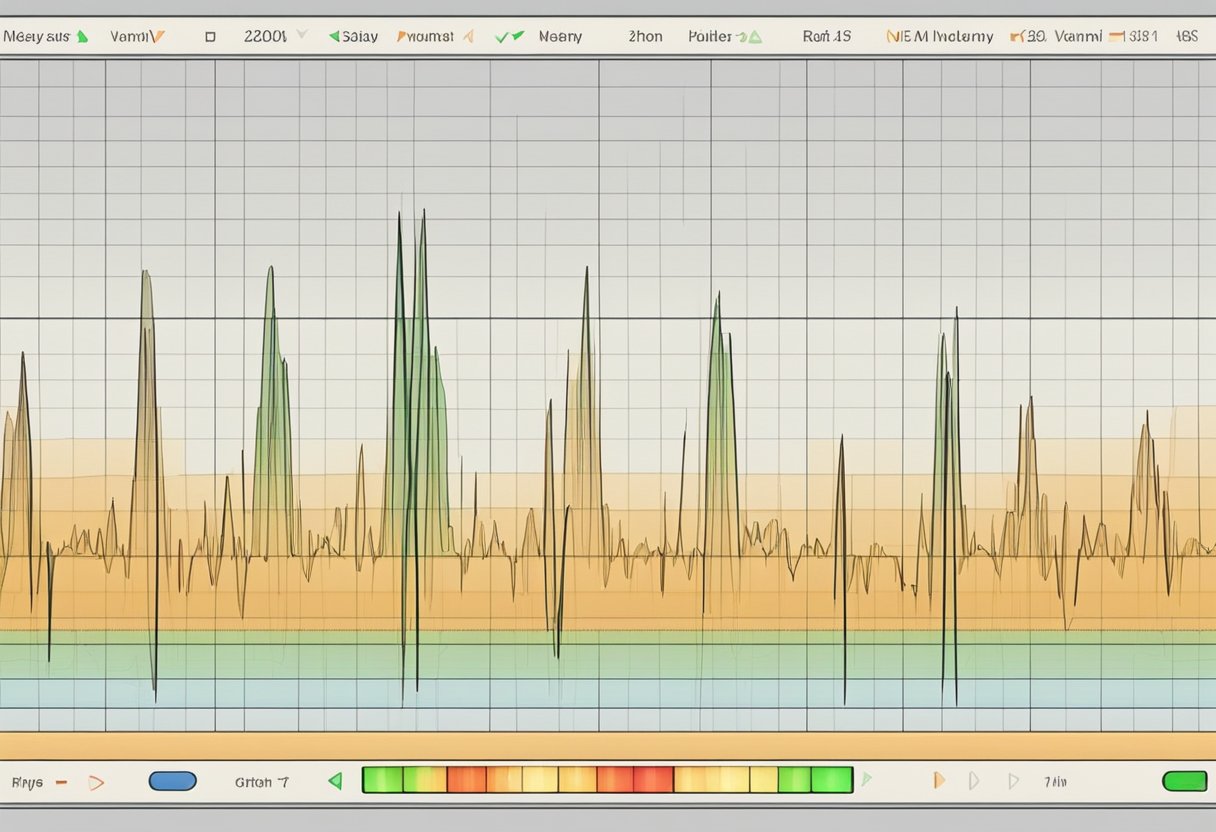 A heart rhythm monitor displays a steady wave pattern, with a clear definition of each peak and valley